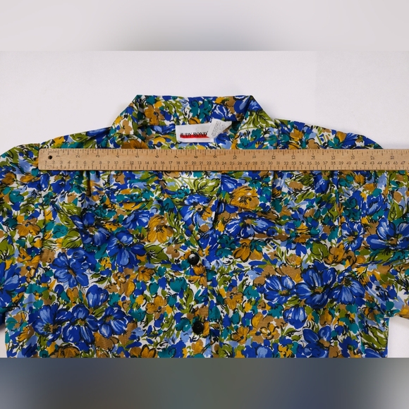 Vintage Judy Bond 80s Rare Floral Blouse Botanical Secretary Bomber Small - Picture 12 of 14